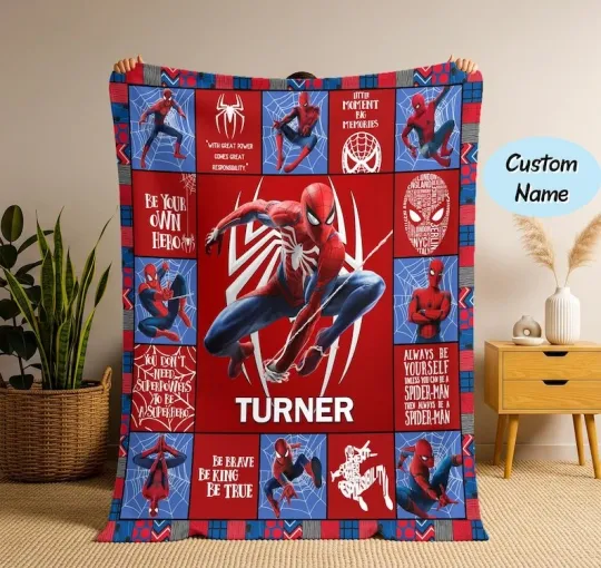 Discover Personalized Spiderman Peter Parker Blanket Spiderman Custom Name Fleece Blanket