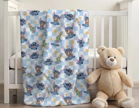 Discover Disney Stitch Blanket, Custom Name Lilo And Stitch Disneyland Fleece Blanket