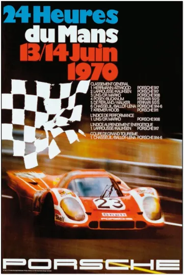 Discover 24 Heures Le Mans - 1970 - Vintage Racing Travel Poster - Auto Posters