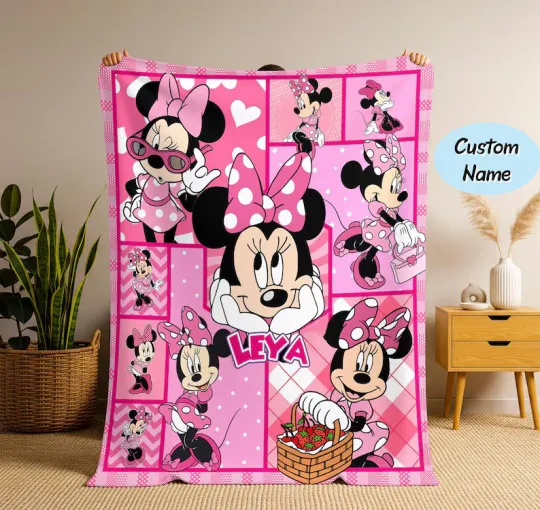 Discover Personalized Minnie Mouse Blanket, Mickey Minnie Fleece Blanket