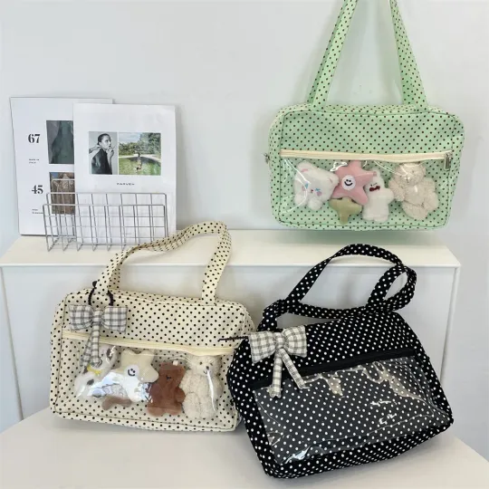 Discover Shoulder Underarm Y2K Ulzzang Ita Bag Woman Polka Dot Tote Bag Trendy Bolso Transparent Sac Femme Youth Canvas Bolsos De Mujer