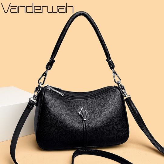 Discover Top Quality Women's Litchi Grain Medium PU Leather Underarm Bag Elegant Metal Accent Convertible Crossbody Shoulder Handbag New
