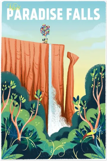Discover Disney Pixar UP Movie Poster - Paradise Falls Travel Vertical Poster