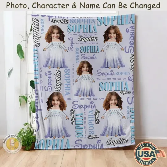 Discover Personalized Disney Princess Blanket, Custom Photo And Name Fleece Blanket