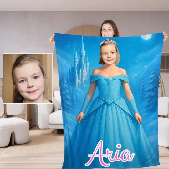Discover Personalized Ice Princess Ice Girl Personalized Photo & Name Fleece Blanket