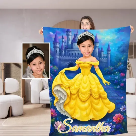 Discover Personalized Princess Blanket Personalized Baby Girl Photo & Name Fleece Blanket