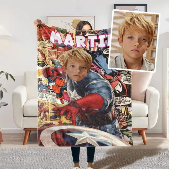 Discover Custom Cartoon Blanket With Photo, Blanket With Cartoon Name Fleece Blanket