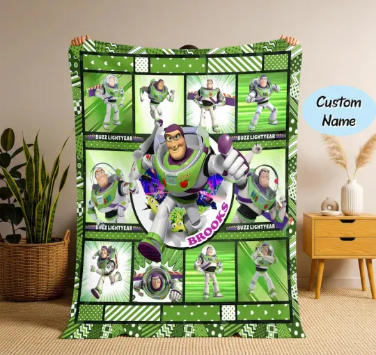 Personalized Toy Story Blanket, Toy Story Buzz Lightyear Custom Fleece Blanket