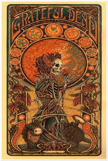 Grateful Dead Astrology Bears Skeleton and Roses Poster