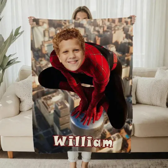 Discover Custom Spider Man Blanket, Personalized Superhero Name Fleece Blanket
