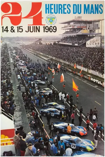 Discover 24 Heures Le Mans - 1969 - Vintage Racing Travel Poster - Auto Posters