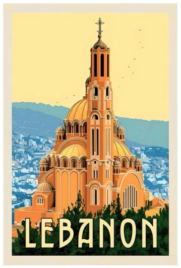 Discover Lebanon Vintage Travel Poster - Premium Matte Vertical Poster