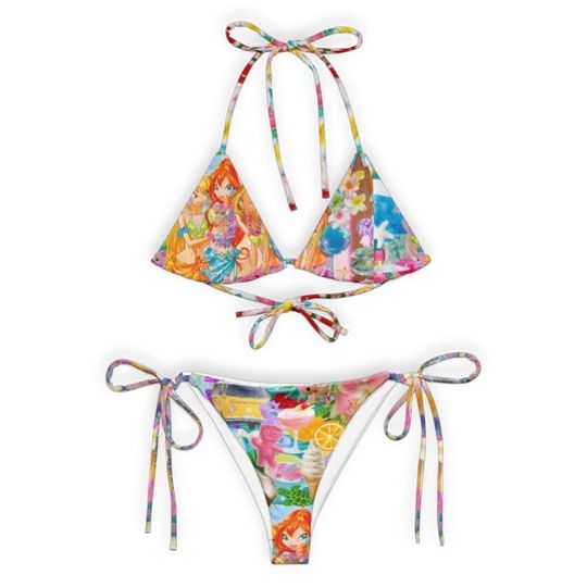 Discover Cyber Kawaii Bikini: Hibiscus Hawaii Print, Recycled Fabric