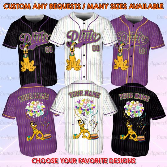 Discover Pluto Mardi Gras Party Baseball Jersey, Disney Pluto Festival Celebration Shirt, New Orleans Trip Jersey, Disneyland Family Matching Shirt
