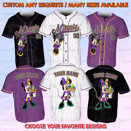 Discover Minnie Mardi Gras King Jersey, Disney Mickey And Friends Purple Gold Green Jersey, New Orleans Trip Shirt, Disneyland Family Matching Shirt