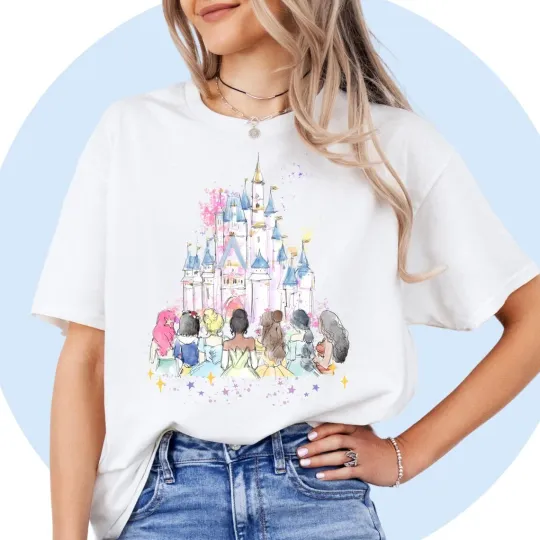 Discover Disney T-Shirt Princess Characters Cute Unisex #3