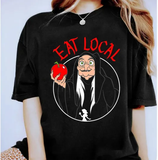 Discover Disney T-Shirt Snow White Evil Queen Apple Eat Local Cute Unisex #3