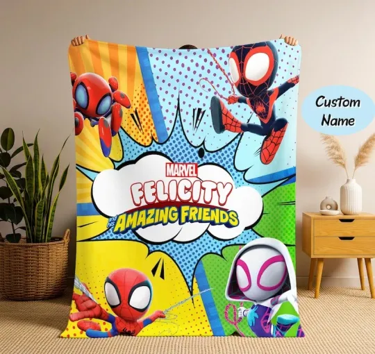 Discover Personalized Spidey And His Amazing Friends Blanket, Super Hero Fleece Blanket