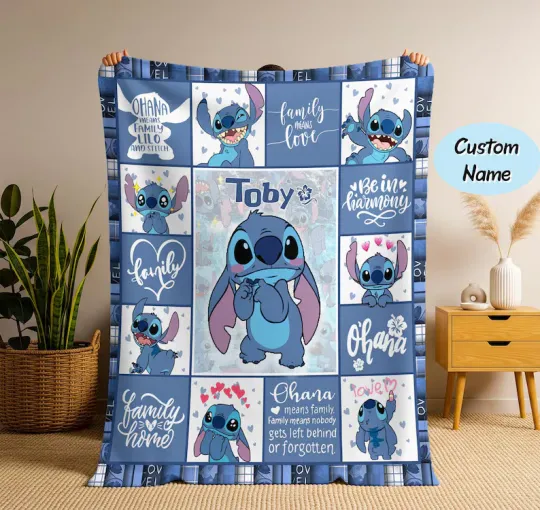 Discover Personalized Stitch Blanket Lilo Stitch Fleece Blanket, Stitch Fleece Blanket