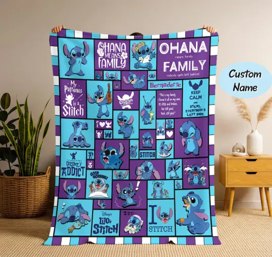 Discover Custom Name Stitch Blanket, Lilo Stitch Fleece Blanket, Stitch Fleece Blanket
