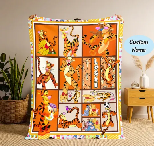 Discover Personalized Tigger Blanket, Winnie The Pooh Tigger Fleece Blanket