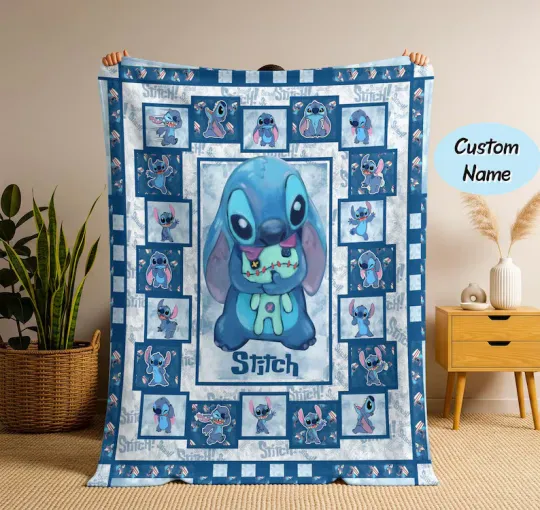 Discover Personalized Kids Name Blanket, Stitch Fleece Blanket