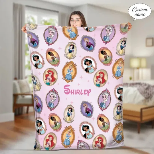 Discover Personalized Watercolor Coquette Bows Disney Princess Fleece Blanket