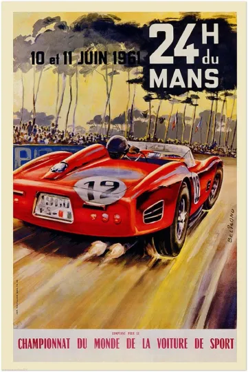 Discover 24 Hours of Le Mans 1961 Vintage Racing Poster - Auto Travel Poster