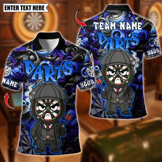 Discover Personalized Name Dart Polo Shirt, Darts Graffiti By The Order Of Peaky B Design ,Custom Team Shirt for Men, Gift for Darts Players