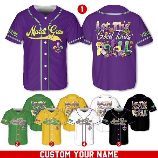 Discover Personalized Mardi Gras Baseball Jersey, Custom Name And Number Baseball Jersey, Mardi Gras Carnival Jersey, Gift For Family Matching