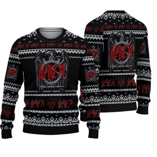 Discover Slayer Band Eagle Logo Ugly Christmas Sweater
