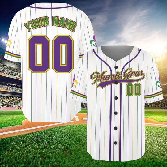 Discover Custom Mardi Gras Baseball Jersey, Mardi Gras Jersey, Personalized Baseball Jersey, Mardi Gras Shirt, Custom Jersey Shirt, Mardi Gras Outfit