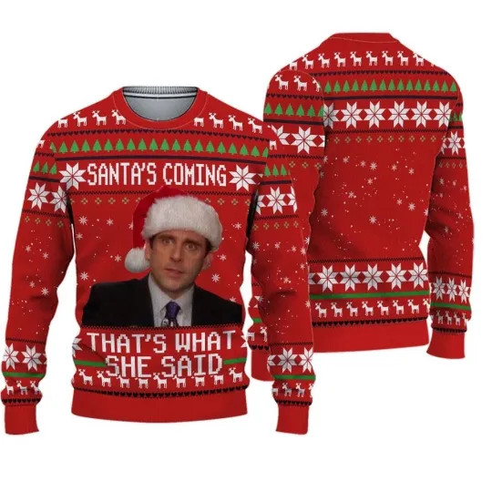 Discover Santa's Coming Ugly Christmas Sweater from Famous Series