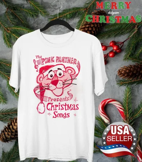 Pink Panther Christmas Unisex T-Shirt White