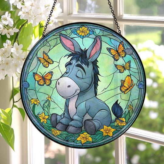 Disney Eeyore Stained Glass Suncatcher, Disney Eeyore Window Hanging, Disney Eeyore Suncatcher, Disney Eeyore Decor