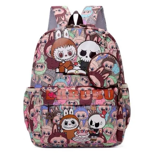 Discover Bown Cartoon Print Kids Backpack Multicolor Polyester Adjustable Strap Pockets