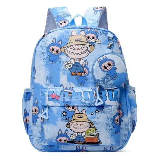 Discover Blue Cartoon Kids Backpack Adjustable Strap Polyester Canvas Pockets