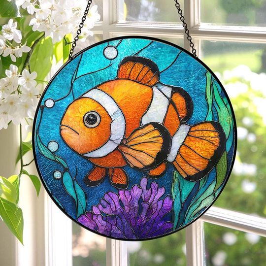 Discover Disney Finding Nemo Stained Glass Suncatcher, Disney Finding Nemo Window Hanging, Disney Finding Nemo Suncatcher, Disney Decor ID-1227-H0SI
