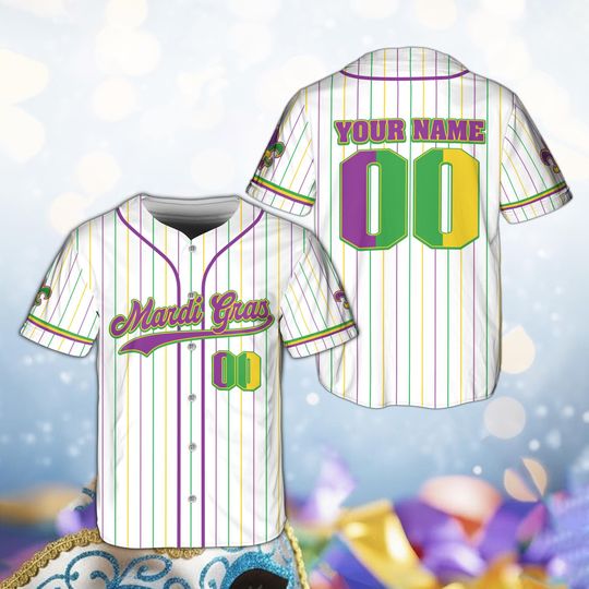 Discover Custom Mardi Gras Baseball Jersey, Personalized Pinstripes Shirt, New Orleans Carnival Outfit, Krewe Team Gift, Team Uniform Matching