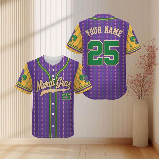 Discover Personalized Mardi Gras Baseball Jersey, Custom Name Mardi Gras Baseball Jersey, Baseball Jersey Uniform For Fans, Mardi Gras Outfit