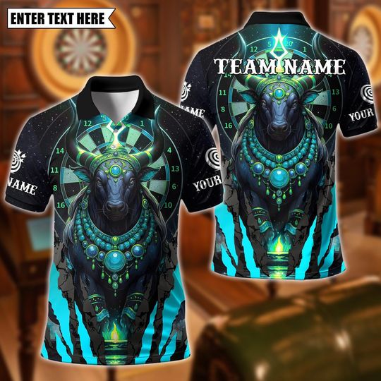 Discover Personalized Name Dart Polo Shirt, Nandi Cosmic Protector With Dartboard Design ,Custom Team Shirt for Men, Gift for Darts Players