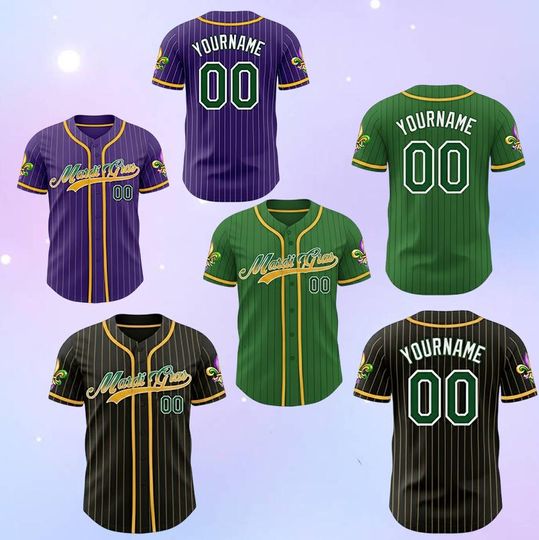 Discover Personalized Mardi Gras Baseball Jersey, Custom Name And Number Baseball Jersey, Mardi Gras Carnival Jersey, Gift For Family Matching
