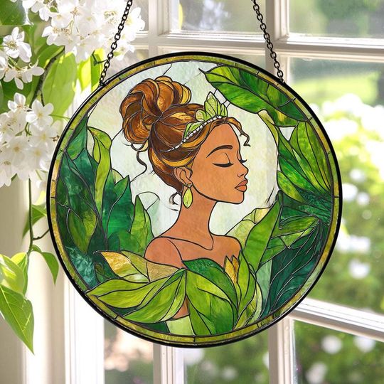 Discover Disney Tiana Princess Stained Glass Suncatcher, Tiana Princess Window Hanging, Disney Tiana Suncatcher, Disney Tiana Decor ID-1227-9CQE