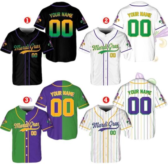 Discover Personalized Mardi Gras Baseball Jersey, Custom Name & Number