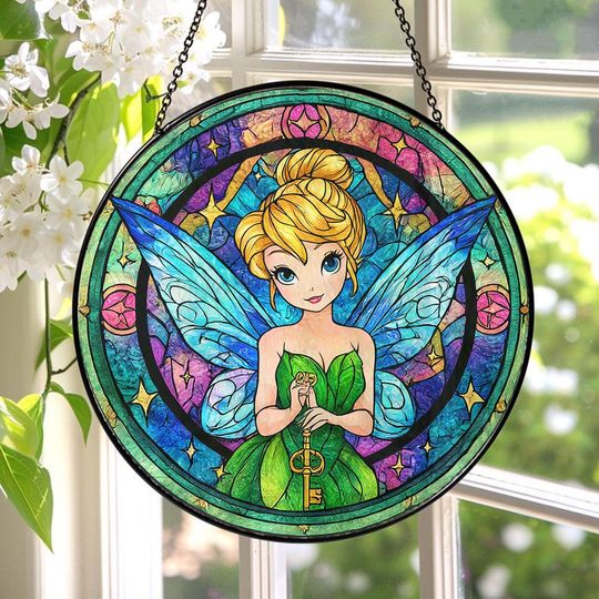 Disney Tinker Bell Stained Glass Suncatcher, Disney Tinker Bell Window Hanging, Disney Tinker Bell Suncatcher, Disney Decor