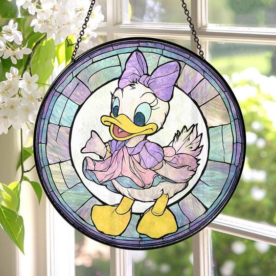 Discover Disney Daisy Duck Stained Glass Suncatcher, Disney Daisy Duck Window Hanging, Disney Daisy Duck Suncatcher, Disney Daisy Decor ID-1227-3ZVA