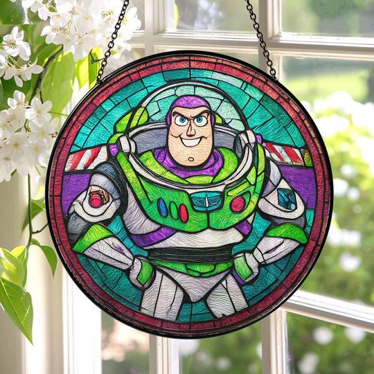 Discover Disney Buzz Lightyear Stained Glass Suncatcher, Toy Story Window Hanging, Buzz Lightyear Suncatcher, Disney Toy Story Decor ID-1227-HFFQ