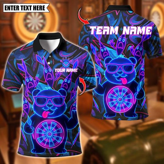 Discover Personalized Name Dart Polo Shirt, Premium Golden Dartboard With Crown Darts Design, Custom Team Shirt for Men, Gift for Darts Players