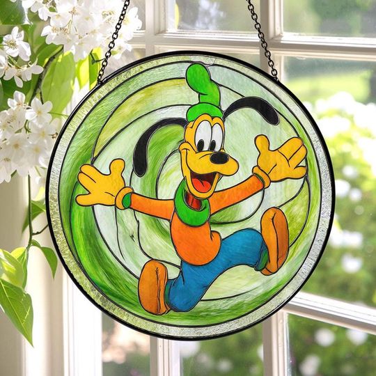 Discover Disney Goofy Stained Glass Suncatcher, Disney Goofy Window Hanging, Disney Goofy Suncatcher, Disney Goofy Decor ID-1227-R3X7