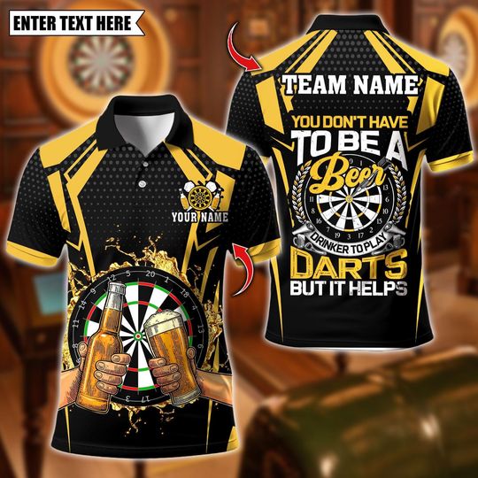 Discover Personalized Name Dart Polo Shirt, Funny Beer Team Design Polo ,Custom Team Shirt for Men, Gift for Darts Players